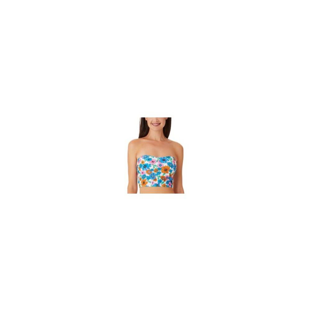 Women's Wall Paper Floral Long-Line Bandeau Top